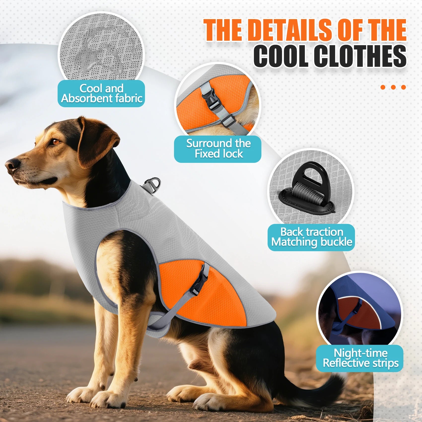 Dog Cooling Vest with Harness & Portable Water Bottle