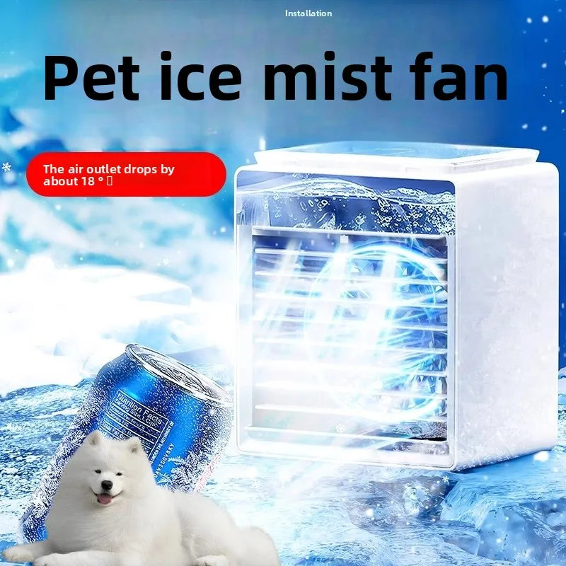 Portable Pet Cooling Fan with Ice Mist Spray